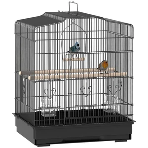 PawHut 59cm Large Bird Cage with Perches, Food Bowls, Swing, Black - Picture 1 of 11