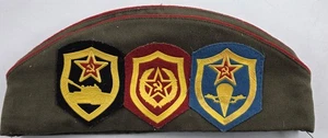Vintage Russian Army Military Uniform Hat And 3 Patches, Excellent Vintage Cond - Picture 1 of 10