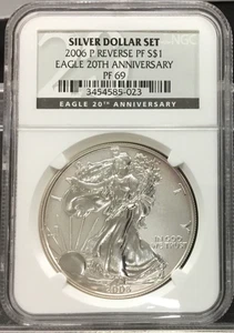 2006 P $1 Reverse Proof Silver Eagle NGC PF69 From 20th Anniversary Dollar Set - Picture 1 of 7