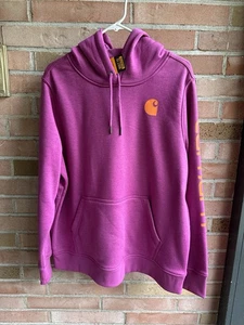 CARHARTT PINK WITH ORANGE LOGO HOODIE SWEATSHIRT WOMENS SIZE XL - Picture 1 of 5