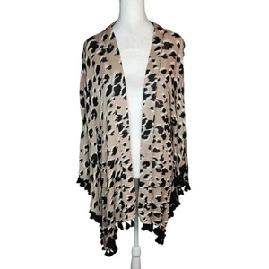 NUEVO Traje de Baño Trina Turk Lince Estampado Animal Borla Borla Encubrimiento Kimono OS - Imagen 1 de 7