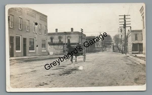 RPPC Buggy on Main Street ALBANY WI Wisconsin Vintage Real Photo Postcard - Picture 1 of 2