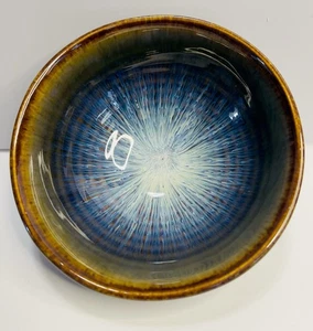 Bill Campbell Studio Keramik 6" Schüssel Tropfglasur blau braun Wirbel - Bild 1 von 9