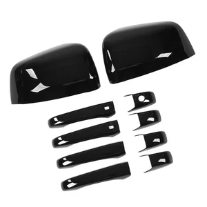 10x Car Outside Door Handle Trim Bright Black Rearview Mirror Cover Replacement - Picture 1 of 23