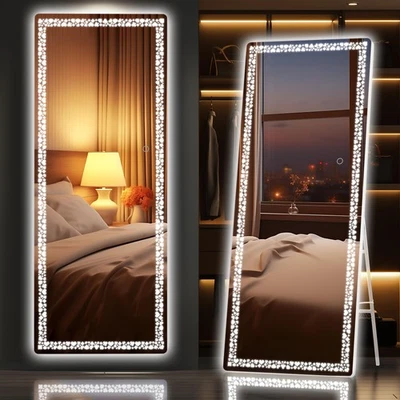 57" x 16" Led Mirror Full Length, Full Length Mirror with Lights Poker Flower... - Image 1 of 4