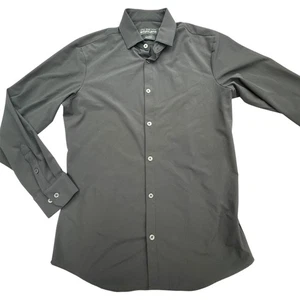 Mizzen+Main Dress Shirt Mens Medium Black Leeward Trim Fit Performance Stretch - Picture 1 of 9