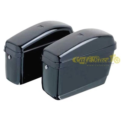 Coppia Borse laterali rigide nero lucido in abs per moto custom 25 litri cad - Imagen 1 de 3