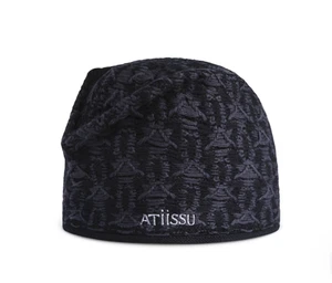 ATIISSU Gorro Tejido Brillante Negro Mechón Logo Punto en V Lana Sombrero Corea Nuevo - Imagen 1 de 2
