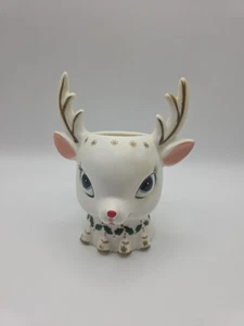 Jarrón jardinera vintage 1962 Napco Navidad Rudolph cabeza de reno ICX-5477 - Imagen 1 de 15