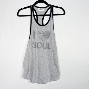 Camiseta sin mangas SoulCycle I Love Soul espalda cruzada XSmall XS gris negro ribete cuello redondo - Imagen 1 de 10