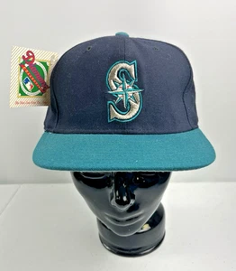 NWT Vintage 90s Seattle Mariners New Era Fitted Hat Baseball Cap Size 7 3/8" - Picture 1 of 7