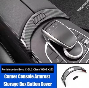 Mercedes Carbon Fibre Style Center Console Armrest Button Trim / C GLC W205 X253 - Picture 1 of 7