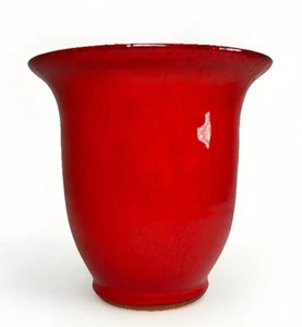 Ben Owen 3rd 2010 Handmade Signed Pottery Bell Vase Rare Chinese Red Inspired - Picture 1 of 13