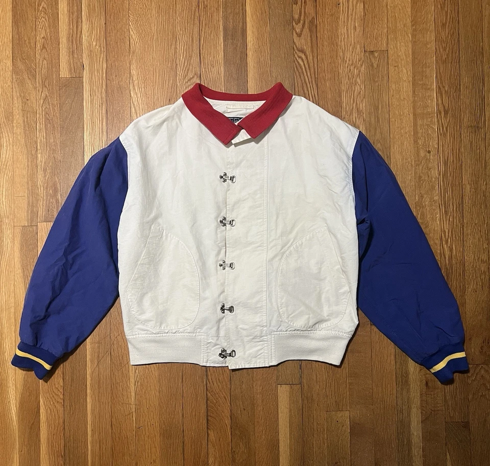 Vtg 90s Polo Ralph Lauren USN Navy Hook Deck Jacket Fireman Clasp Colorblock L - Image 1 of 4