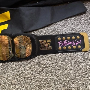 Bret Hart Signed WWF Winged Eagle Belt Figures Inc + Inscriptions & COA WWE - Picture 1 of 7