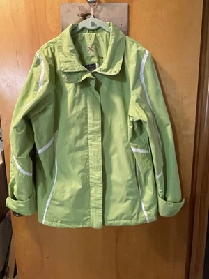 ZERO XPOSUR Verde Lima XL Impermeable Mujer Forrado, Bolsillos, Chaqueta Cremallera Cierre a Presión Foto 1 de 4