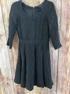 Pink Tartan kleines schwarzes Fit N Flare Kleid mit Zopfmuster Größe Small 3/4-Ärmel - Bild 1 von 10