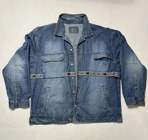 Vintage Marithe Francois Girbaud Mens 4XL LOGO Tape Denim Jacket Y2K Grunge RARE - Picture 1 of 21