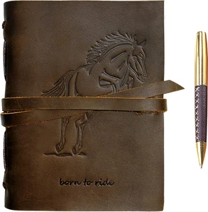 Leather Journal Horse Notebook Embossed Handmade Travel Diary | A5 Vintage Wr... - Picture 1 of 12