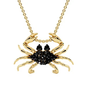 Krabbe Anhänger 0,13 ct rund schwarz Moissanit Halskette 14k Gelbgold vergoldet 925 - Bild 1 von 4
