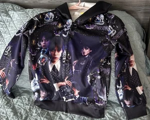 E Bei K Wednesday Addams Kids Hoodie Size 12(150) Long Sleeve Zip Jacket EUC - Picture 1 of 12