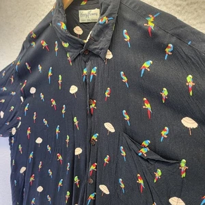 Camisa Kenny Flowers Performance Botón Para Hombre 3XL Negra Pájaro Loro Golf Elastizada - Imagen 1 de 16