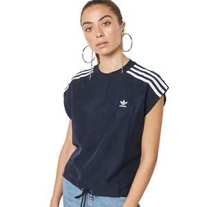 Adidas Originals 3 Stripes T-Shirt Trefoil tee Transparent Back BR4442 Navy - Picture 1 of 3