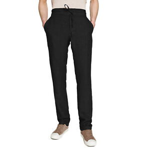 Pantalone Uomo Di Lino Elegante Jeans Casual Nero Bianco Blu Verde Veque