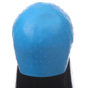Blue Silicone Hair Highlights Cap With Needle Coloring Cap Hat Styling T3C - Picture 1 of 12