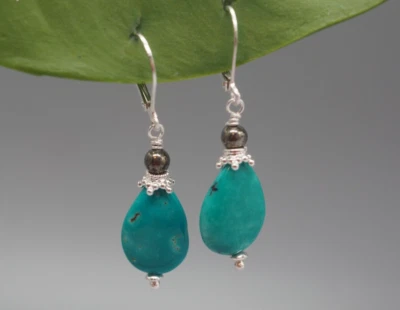 Arizona Türkis Ohrringe, echte Türkis Tropfen Ohrringe, 925 Silber - Bild 1 von 4