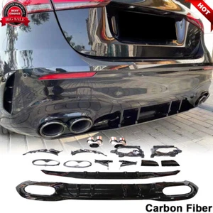 For Benz W177 A200 A250 Sport A35 19+ Rear Bumper Diffuser Lip W/Exhaust Tips - Picture 1 of 12