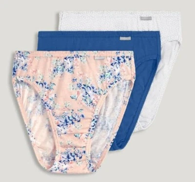 New Jockey Women's sz 7 Underwear Elance Cotton French Cut  3 Pack Blue Pink - Image 1 of 2