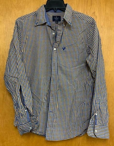 American Eagle Herren Medium gelb blau kariert Button Down Langarm Hemd - Bild 1 von 3