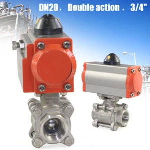 3/4" Pneumatischer luftbetätigter doppeltwirkender Kugelhahn Edelstahl 0 ~ 1000 psi! - Bild 1 von 8