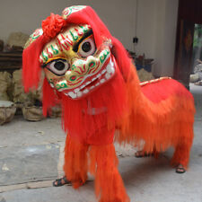 Chinese Kungfu Lion Dance Costume Plush Red Lion Two Adults Chinese Folk Art