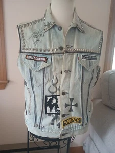 Chaleco de Motociclista Levi's De Colección Personalizado Único en Su Clase Harley Davidson Tachonado Talla Grande - Imagen 1 de 24