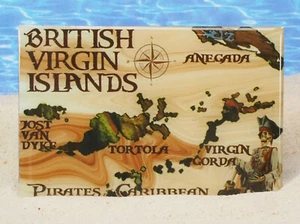 Kühlschrankmagnet BRITISH VIRGIN ISLANDS Karibik Karte Map Pirates Caribbean; K1 - Bild 1 von 1