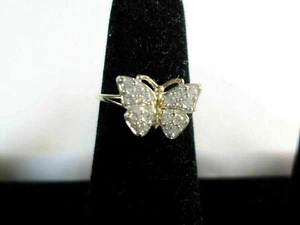 1ct Round Cut Simulated Diamond Butterfly Wedding Ring Yellow 925Sterling Silver - Picture 1 of 5