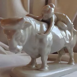 Antigua 1919 Fraureuth Alemana Porcelana Desnuda Dama Figura Europa Bull Girl - Imagen 1 de 12