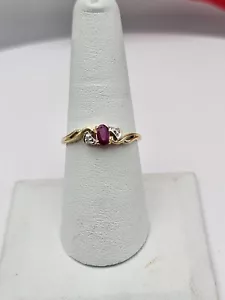 VIntage 10k yellow gold ruby diamond ring - Picture 1 of 12