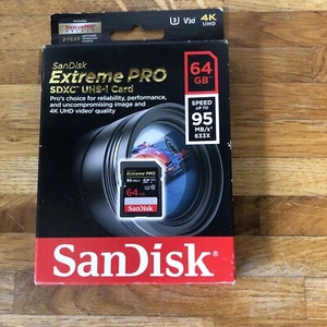 SanDisk Extreme PRO 64GB SDXC Memory Card up to 95MB/s UHS-1 Class 10, U3, V30 - Picture 1 of 6