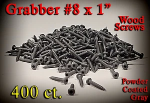 NUEVOS tornillos de madera Grabber #8x1" de 400 quilates, recubiertos de polvo gris. Broca cuadrada de cabeza de sartén - Imagen 1 de 1