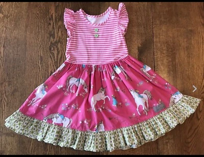 Vestido Eleanor Rose Unicorn Magic Meadow Remix Rhonda manga acampanada con volantes 8-10 Foto 1 de 4
