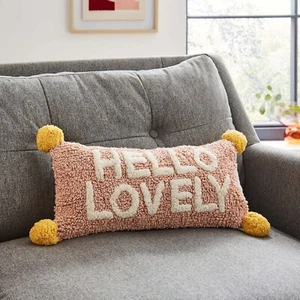Kensingtons Hello Pillow 100% Cotton Decorative Tufted Cushion For LivingRoom - Picture 1 of 1
