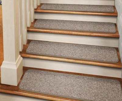 Set of 15 ADHESIVE Carpet Stair Treads PEBBLE BEIGE runner rugs - Image 1 of 4