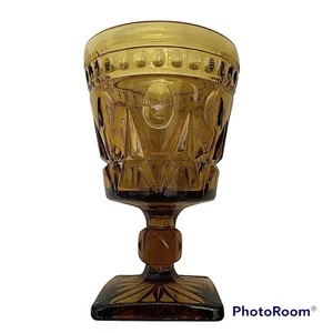 Indiana Glass Colony Park Lane ámbar 5-3/8 pulgadas copa de agua con patas vintage MCM - Imagen 1 de 5