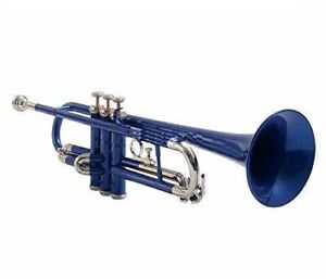 Trumpet Brand New BLUE Nickel COLOUR Bb Flat Free Case+Mouthpiece