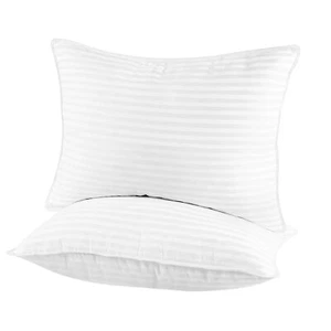 Set of 2 Bedding Stripe Pillows Comfortable Breathable Hotel Quality King Queen - Picture 1 of 29