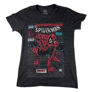 Spider Man T-Shirt Herren Small Kurzarm dunkelgrau Marvel Comics Retro Print - Bild 1 von 5
