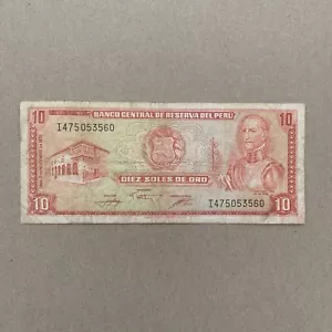 PERU 10 SOLES de ORO 1976 Banknote Inca Vega Paper Money Currency Note World - Picture 1 of 3